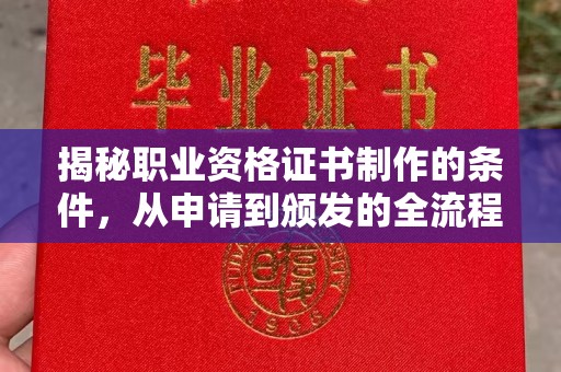 西陵揭秘职业资格证书制作的条件，从申请到颁发的全流程解析